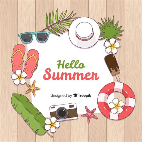 Free Vector Hand Drawn Hello Summer Background