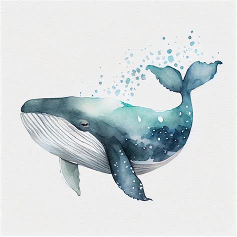 Premium Photo | Cute jumping baby whale watercolor illustration