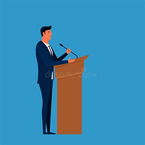 Public Speaker. Businessman Speaking on Podium Giving Public Speech ...