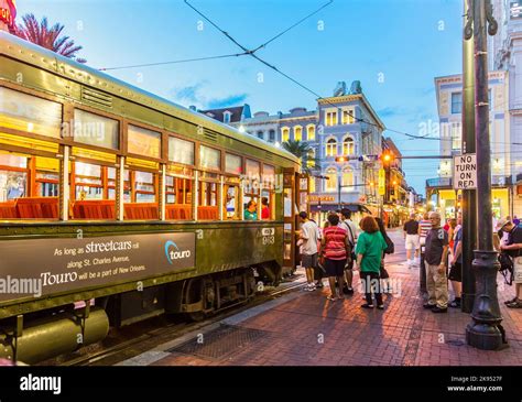 New Orleans July People Travel With The Famous Old Street Car St