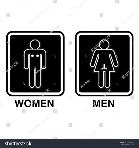 Funny Restroom Sign / Vector - 147844610 : Shutterstock