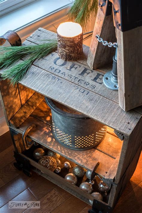 Faux industrial cart coffee crate side tableFunky Junk Interiors