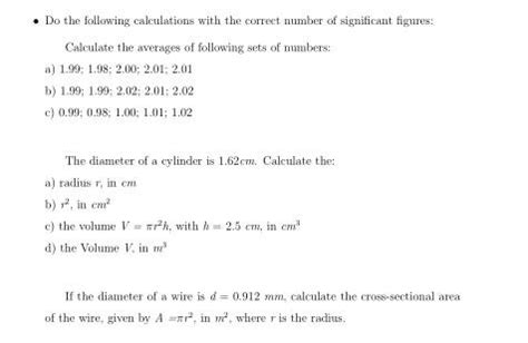 Solved Do The Following Calculations With The Correct Chegg