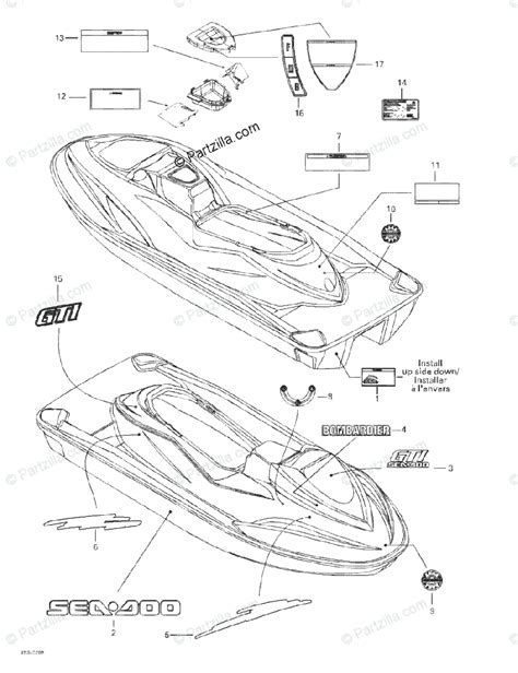 Sea Doo Personal Watercraft 2002 Oem Parts Diagram For Decals