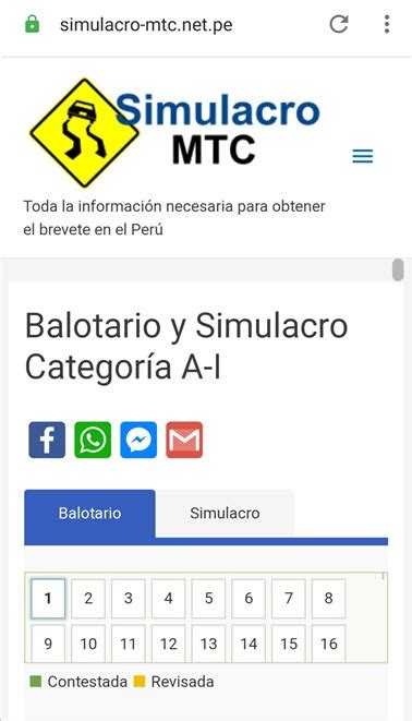 Simulacro Mtc Balotario Y Simulador Del Examen De Reglas De Tr Nsito