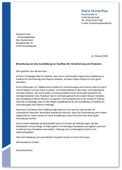 Bewerbung Schreiben Kaufmann Kauffrau F R Versicherungen Und