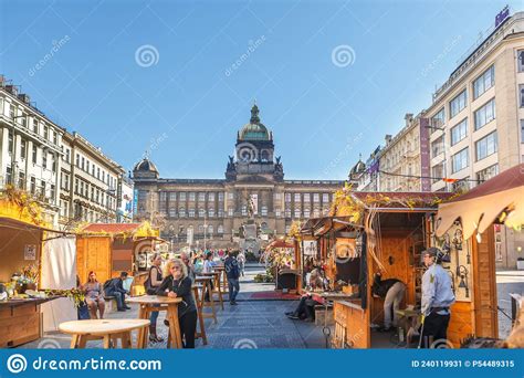 Prague, Czech Republic, March 25, 2012. View of Wenceslas Square in ...