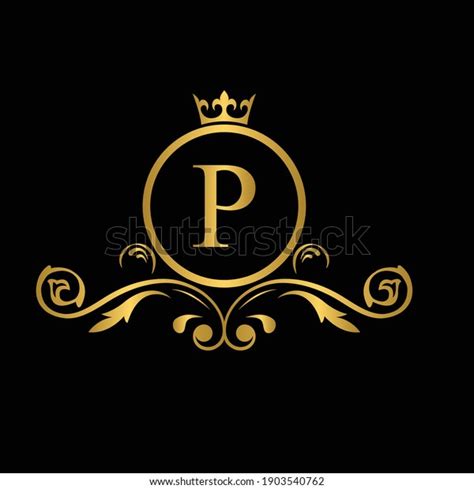 Golden Letter P Logo Luxury Letter เวกเตอร์สต็อก ปลอดค่าลิขสิทธิ์