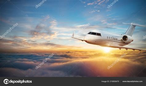 Luxury Private Jetliner Flying Clouds Modern Fastest Mode