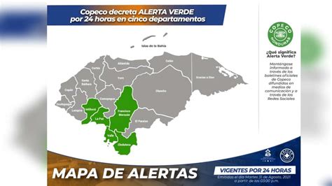 Copeco Decreta Alerta Verde Para Cinco Departamentos Del País