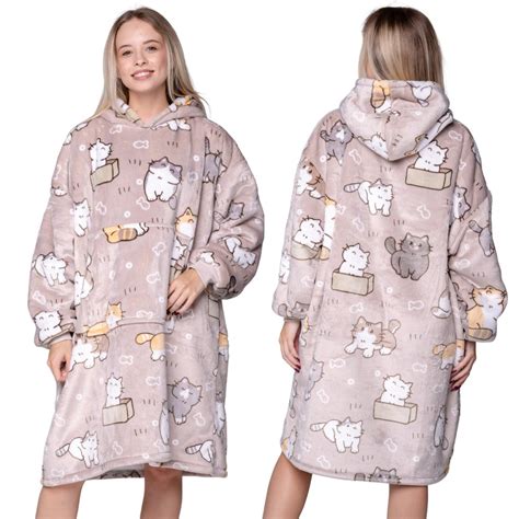 Koc z rękawami Koc bluza kocobluza Oversize 2W1 XXL Koty Mystersheep