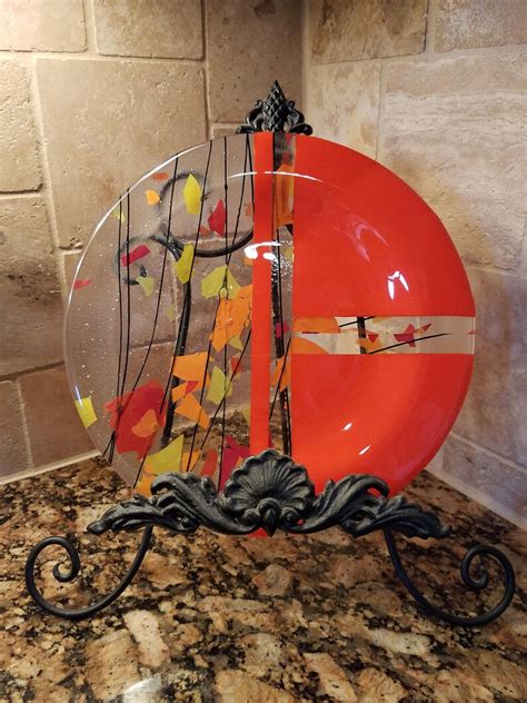 105 Orange Confetti Fused Glass Plate Etsy