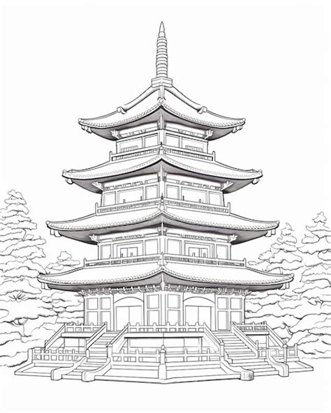 Japanese Pagoda Vector Design Illustration Premium Ai Generated Image