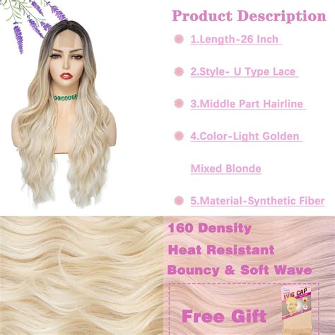 Buy Platinum Blonde Wig For Women 26 Inch Long Blonde Wavy Wig Heat