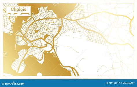 Chalcis Greece City Map In Retro Style In Golden Color Outline Map