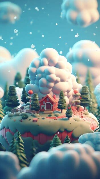 Premium AI Image | A digital illustration of a house in a forest