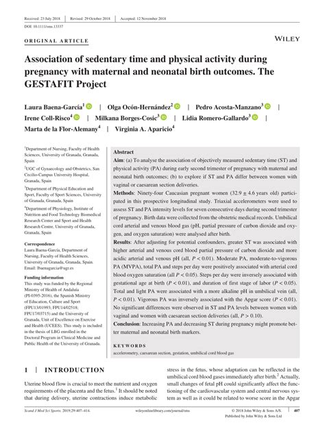 Association Of Sedentary Time And Physical Activity During Pregnancy