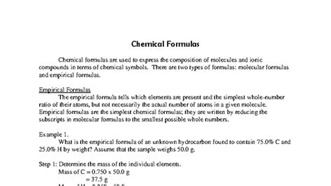 chemical formulas empirical molecular types explained studocu