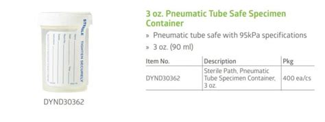 MedLine Pneumatic Tube System Specimen Containers