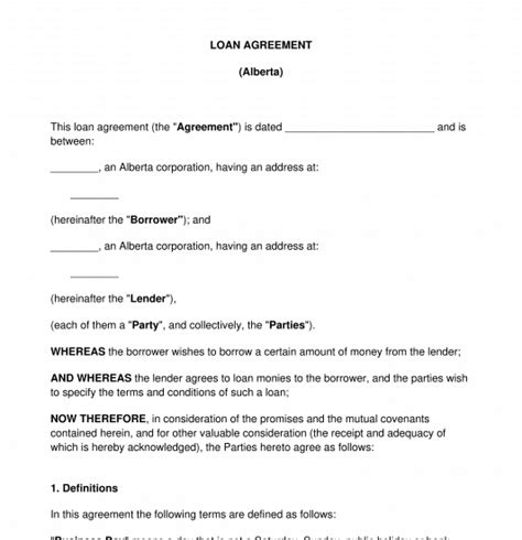 Loan Agreement Template Online Sample Word And Pdf