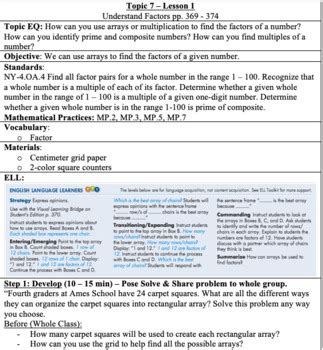 Envision Math Th Grade Topic Lesson Plans Through