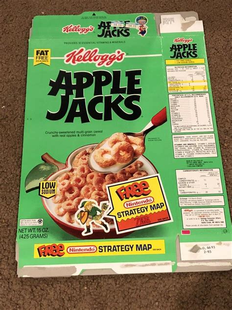 Vtg Kellogg S Apple Jacks Nintendo Strategy Map Rare Old Empty Cereal