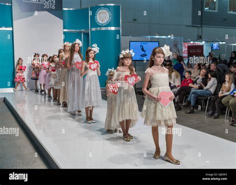 KIEV, UKRAINE - FEBRUARY 04, 2016: Children fashion models at Kyiv ...