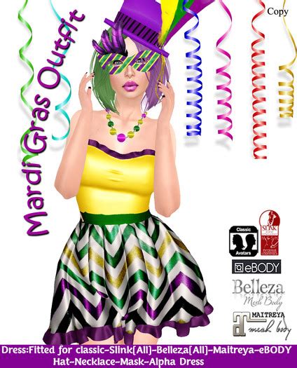 Second Life Marketplace Female Mardi Gras Outfit [artemis Mini