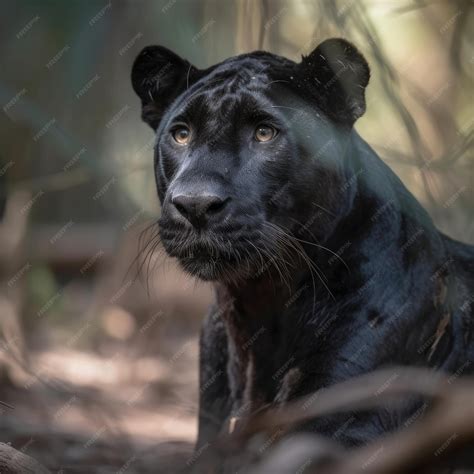 Premium AI Image | Black panther in natural habitat generative AI