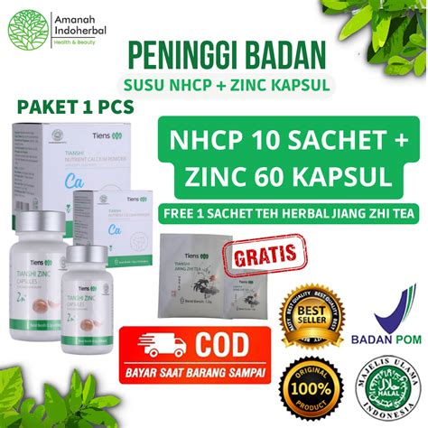 Paket Peninggi Badan Original Susu NHCP 10 Sachet Dan Zinc 60 Kapsul