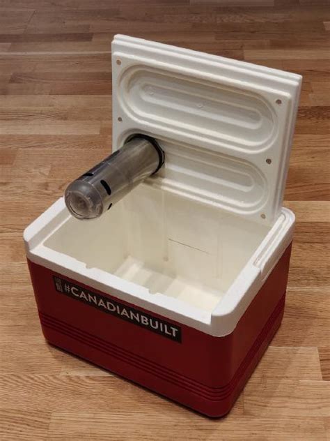 DIY insulated sous-vide container from a cooler · Geoff Ruddock