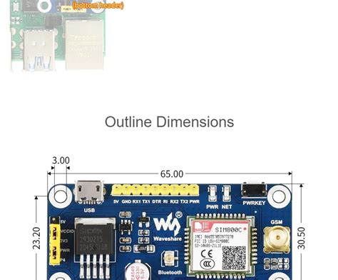 Waveshare Sim C Gsm Gprs Bluetooth Hat For Raspberry Pi G