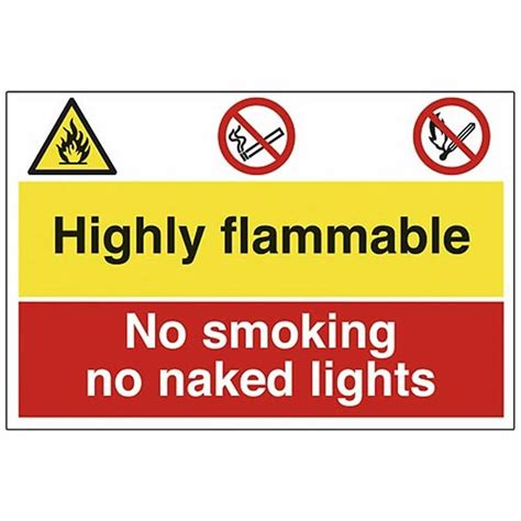 Highly Flammable No Naked Flames Sign 600 X 400 X 3mm