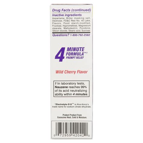 Nauzene Nausea Relief Chewable Tablets Wild Cherry Flavor 42 Ct