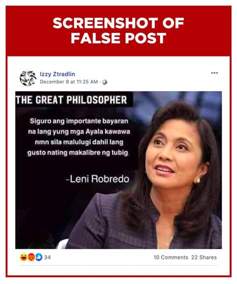 FALSE Robredo Says Pay Ayalas Than Give Free Water Services To Public