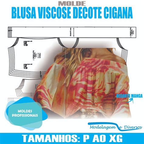 Molde Blusa Decote Cigana Modelagem Diversos P Xg Correios