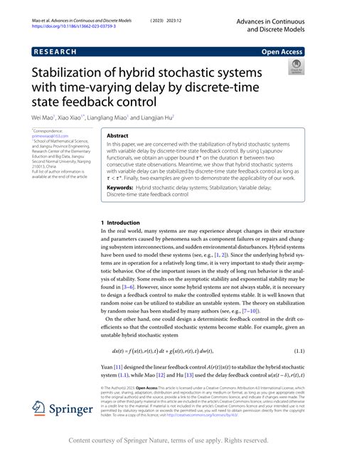 PDF Stabilization Of Hybrid Stochastic Systems With Time Varying