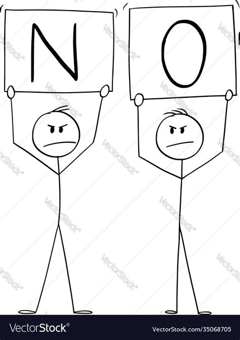 Cartoon Two Angry Men Holding No Signs Vector Image On VectorStock