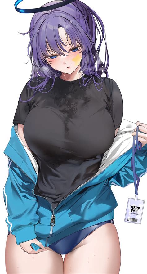 Big Boobs Purple Hair Blue Eyes Marushin Anime Anime Girls