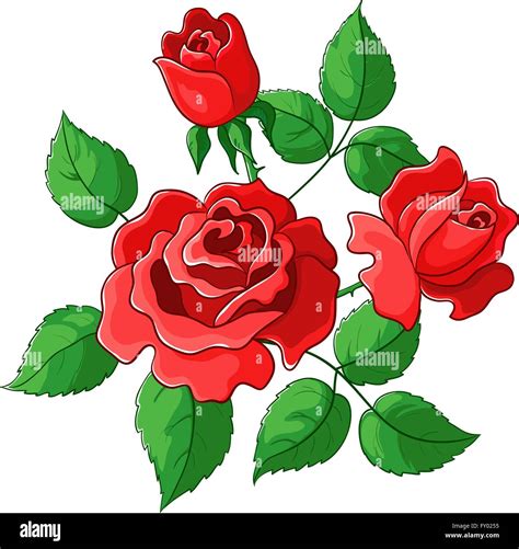 Red Flowers Flower Bunch Rose Roses Stock Vector Images Alamy