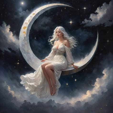 A very beautiful woman sides on the moon by RasmusAndersen on DeviantArt