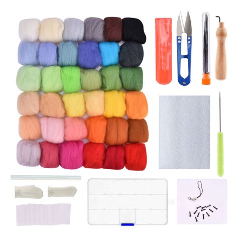 Tsv Needle Felting Starter Kit Colors Wool Roving Fiber Yarn