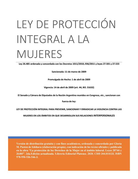 Ley De ProtecciÓn Integral A Las Mujeres By Kentitakun Issuu