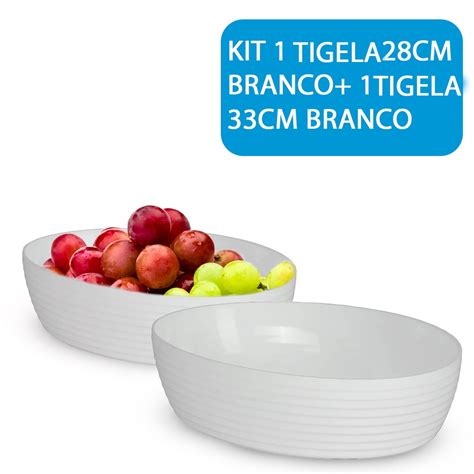 Kit 2 Tigela Travessa Saladeira Petisqueira Oval C Friso Branca Em 2