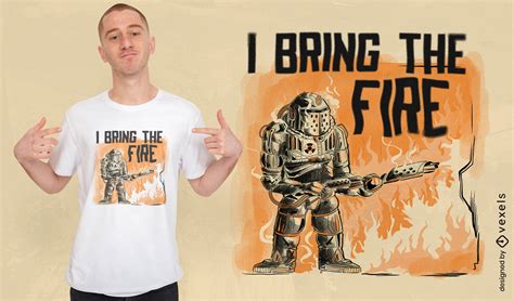 Robot With Flamethrower Weapon T Shirt Psd Psd Editable Template