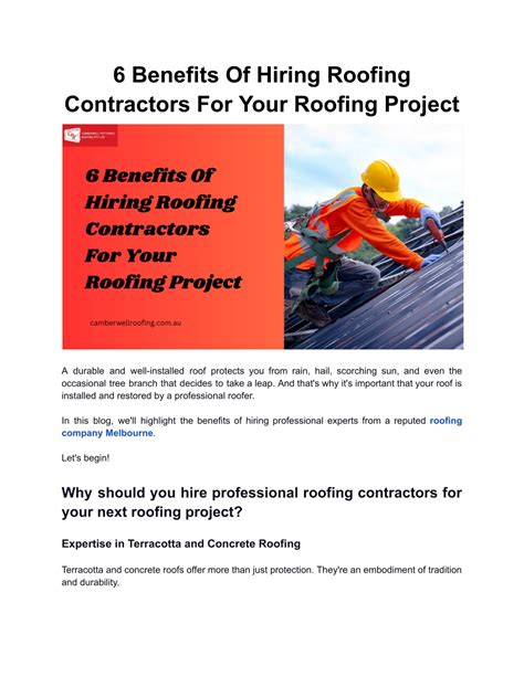 Ppt 6 Benefits Of Hiring Roofing Contractors For Your Roofing Project