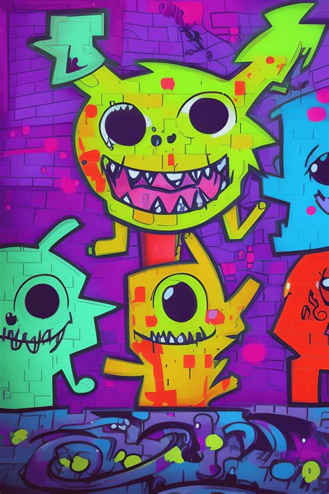 Cute Monster Graffiti Doodle Art · Creative Fabrica