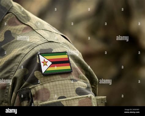 Flag of Zimbabwe on military uniform. Army, troops, soldiers, Africa ...