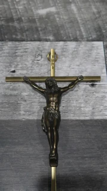 Vintage Metal Brass Cross Crucifix Of Jesus Christ Wall Hanging