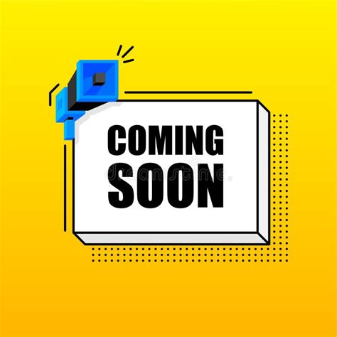 Coming Soon Banner Template Marketing Flyer With Megaphone Isometric